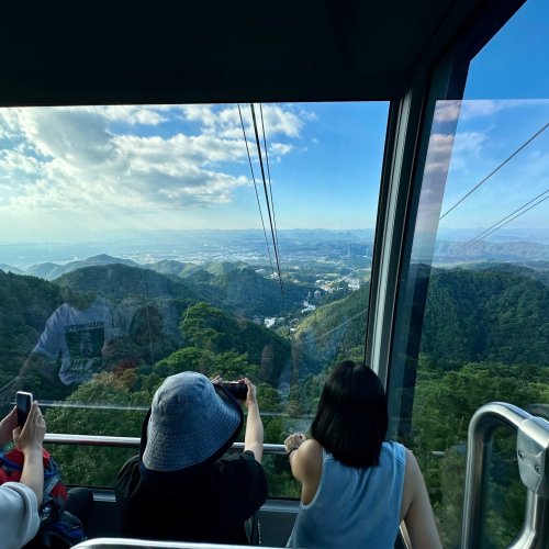 Tourists taking pictures of the view from the Rokko Arima Ropeway