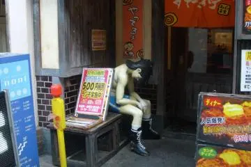 <p>Still waiting: hogging a seat outside a restaurant on Furea Road</p>