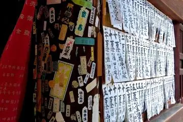 <p>Donation records and slips of papers</p>
