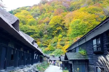 <p>Old black houses and Alpine scenery makes a magical mix in the Semboku countryside</p>