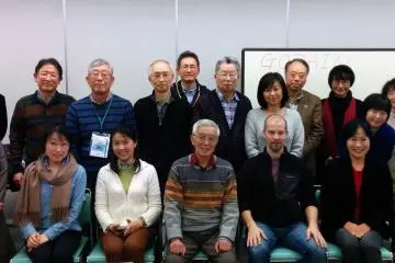 Some members take a quick photo after one of the monthly English study meetings. (Photo: GOZAIN)
