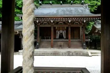 View past the bell rope and offering box