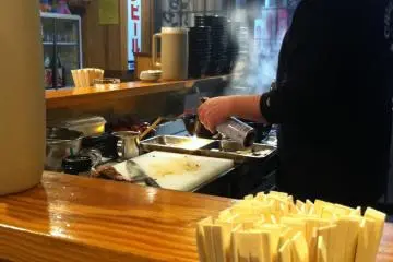 Preparing the chashu pork