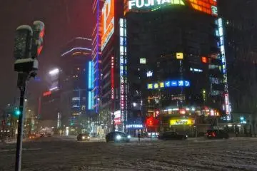 <p>On a regular weekend the&nbsp;pedestrian crossing in front of&nbsp;the&nbsp;Fujiya&nbsp;building is so incredibly busy. On a snowy day like this however, the crossing&nbsp;was barely walkable. I still saw a few people having a go, but it was more sliding than actually walking!</p>