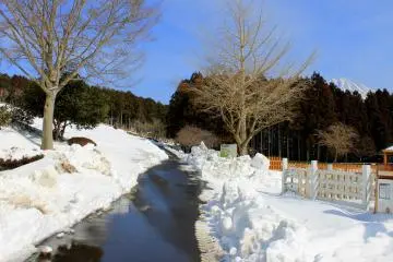 <p>The snow covered farm</p>