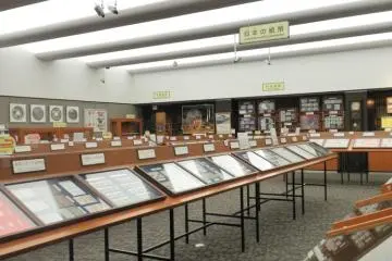 A wide range of notes and coins on display.