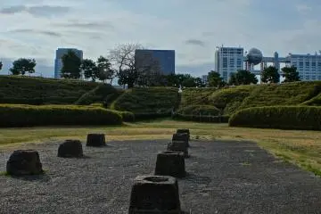 <p>The Fuji TV Building of Odaiba as seen from the ruins of The Third Daiba</p>
