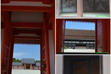 <p>ภาพฝาผนัง และประตูไม้สีส้มที่จะนำท่านสู่พระราชวัง &nbsp;</p>