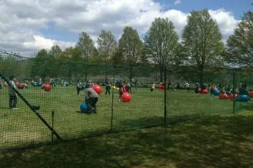 A play area, with bouncy balls.