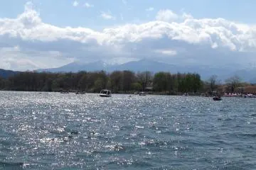 A view of Mount Zao from the boat.