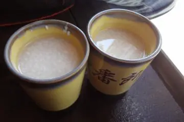 Very tasty amazake, a sweet, hot alcohol drink made from fermented rice.