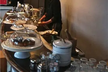 The cafe serves good coffee, with a selection of homemade cakes and quiches.