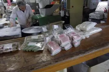 Freshly made mochi (rice cakes)
