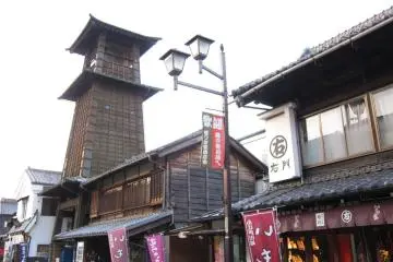 Bell tower reigning over old warehouses