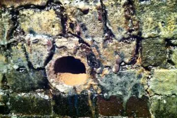 Glaze on the kiln walls and a fire hole