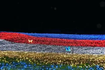 The Naba No Sato gardens ablaze with lights...
