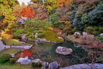 The impressive garden, still in autumn's colors, even in December