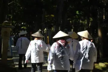 <p>Religious pilgrims travel to Koyasan via the Kumano Kodo&nbsp;throughout the year, but the most important time of year for Shingon&nbsp;Buddhists is March 21st, the anniversary of Kukai's eternal meditation.</p>