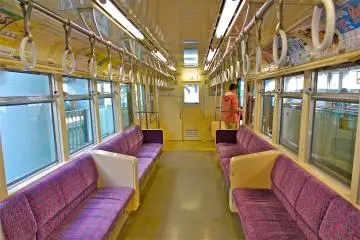 <p>The interior design of one of the Chiba Urban Monorail trains. So plush and comfy!</p>