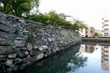 <p>Stone walls of Tokushima Castle. Look at the colorful stones here</p>