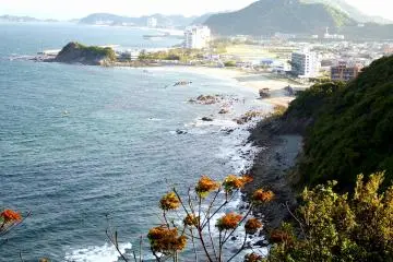 <p>Naruto City and its beach seen from Tea-Garden Observation Platform in Naruto Park</p>