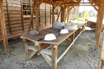 <p>Outside washing place. If you saw the movie, you may remember POWs were washing their faces and brushing their teeth here</p>