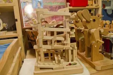 <p>Some of the marble racing contraptions are quite intricate</p>