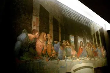 <p>Last Supper (after restoration) by Leonardo da Vinci. The original is in the church, Santa Maria delle Grazie, in Italy</p>