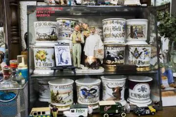 <p>Shaving mugs dating back to early 20th century America.</p>