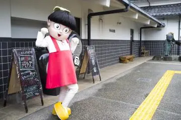 <p>One of&nbsp;Gegege no Kitaros main characters dressed in costume outside the Mizuki Shigeru Museum.</p>