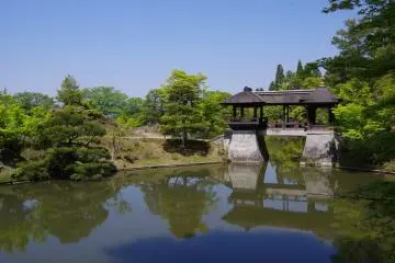 <p>Roofed bridge called Chitosebashi</p>