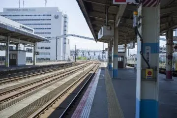 <p>JR Tottori Station: train tracks in sunny daylight make for a nice view.</p>