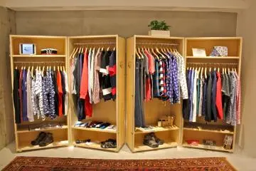 <p>Men's section at Nohara by Mizuno. Highland Park is the main brand here that comes in seafarer designs for the spring and summer collection.</p>