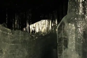 <p>There's a lot of natural ice in the cave, but some ice is also brought here for storage.</p>
