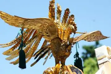 <p>This is the top part of the "mikoshi" or small shrine that's being carried around by the people involved in the festival.&nbsp;</p>