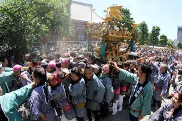 <p>The area was very dusty and the "mikoshi" are relatively heavy so depending on where you are you may be having a hard time carrying them on your shoulder.&nbsp;</p>