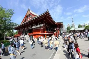 <p>This is a view of the temple showing people walking around after the festival was over, it helped that the weather was hot and the sky was beautiful.&nbsp;</p>