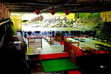 <p>Tables over the water during May to September</p>