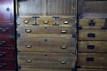 <p>Some of Mr Yoshio's impressive antique tansu collection. He has about 20 pieces like this in his attic!</p>