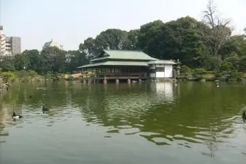 <p>The view across the pond to the Ryotei</p>