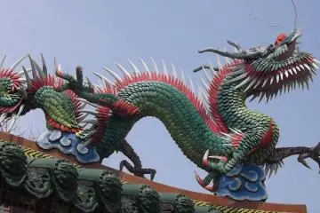 <p>One of the dragons about to take off from the pavilion roof</p>