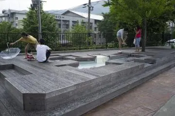 <p>A foot onsen at Zao Onsen Town for visitors to relax their tired feet</p>