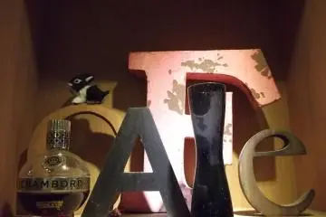 Some of the decor above the bar