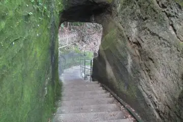 <p>Climbing down the mountain steps</p>