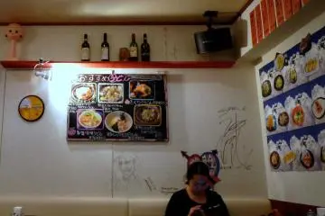 <p>There are pictures of the food on the wall with both Japanese and English</p>
