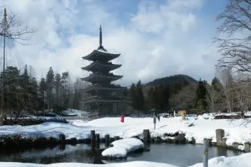 Pandangan pagoda dilihat dari kolam