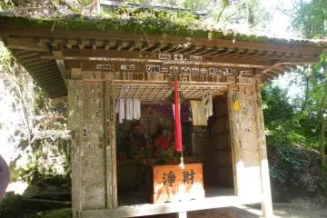 <p>The moss-covered roof is a testament to the age of this structure.</p>