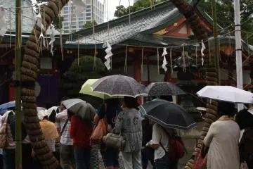 <p>Walking through the purification ring at Hie Shrine</p>