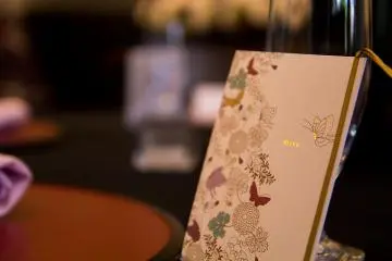 <p>An equally gorgeous menu for the restaurant</p>