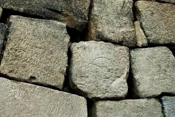 <p>Can you see the mark on the stone? This is the family crest of Kato Family (from present day Ehime prefecture) &nbsp;</p>
